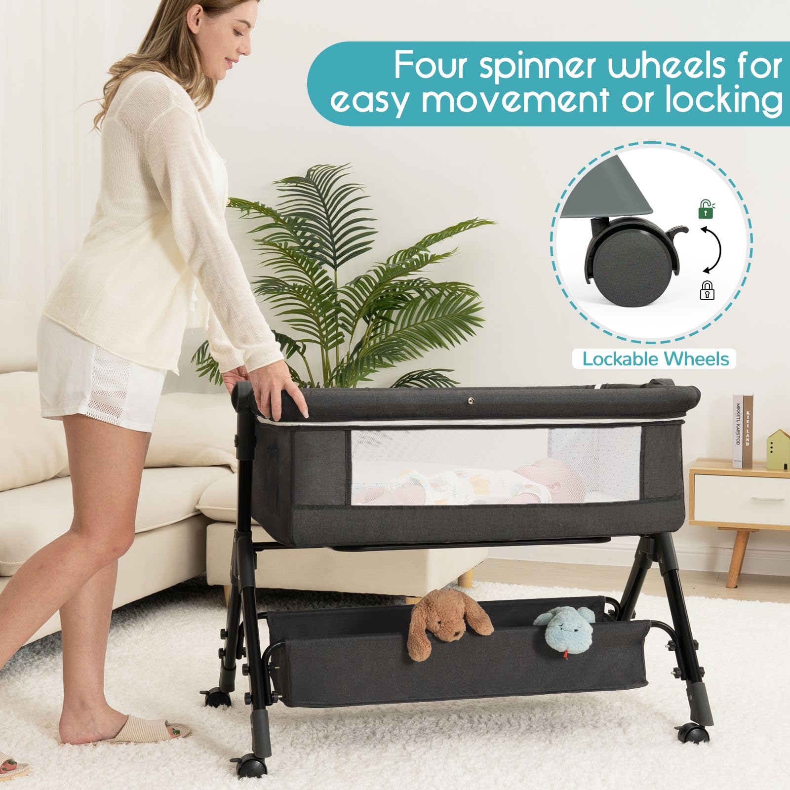 BCOL Bassinet folded for travel and compact storage