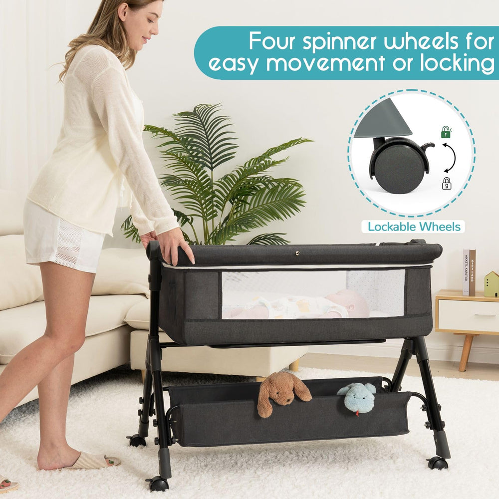 BCOL Bassinet folded for travel and compact storage