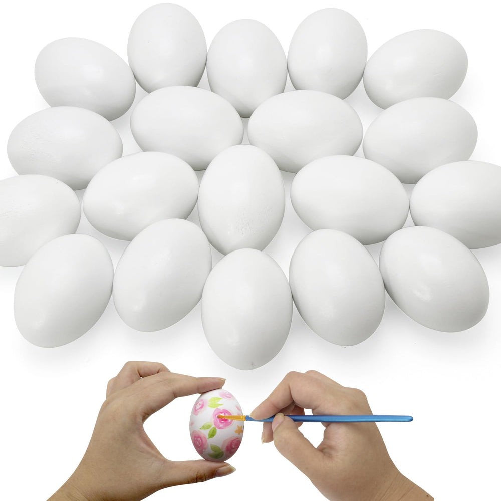 BCUEIDO 20-pack white wooden eggs ready for painting and crafts