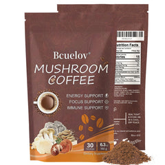 Bcuelov Mushroom Coffee cup steaming; energize morning routine.