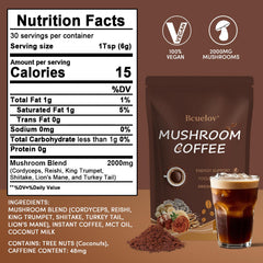 Bcuelov Mushroom Coffee being stirred into a cup for easy mixing.