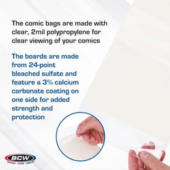 BCW crystal-clear bags on display for visibility and protection.