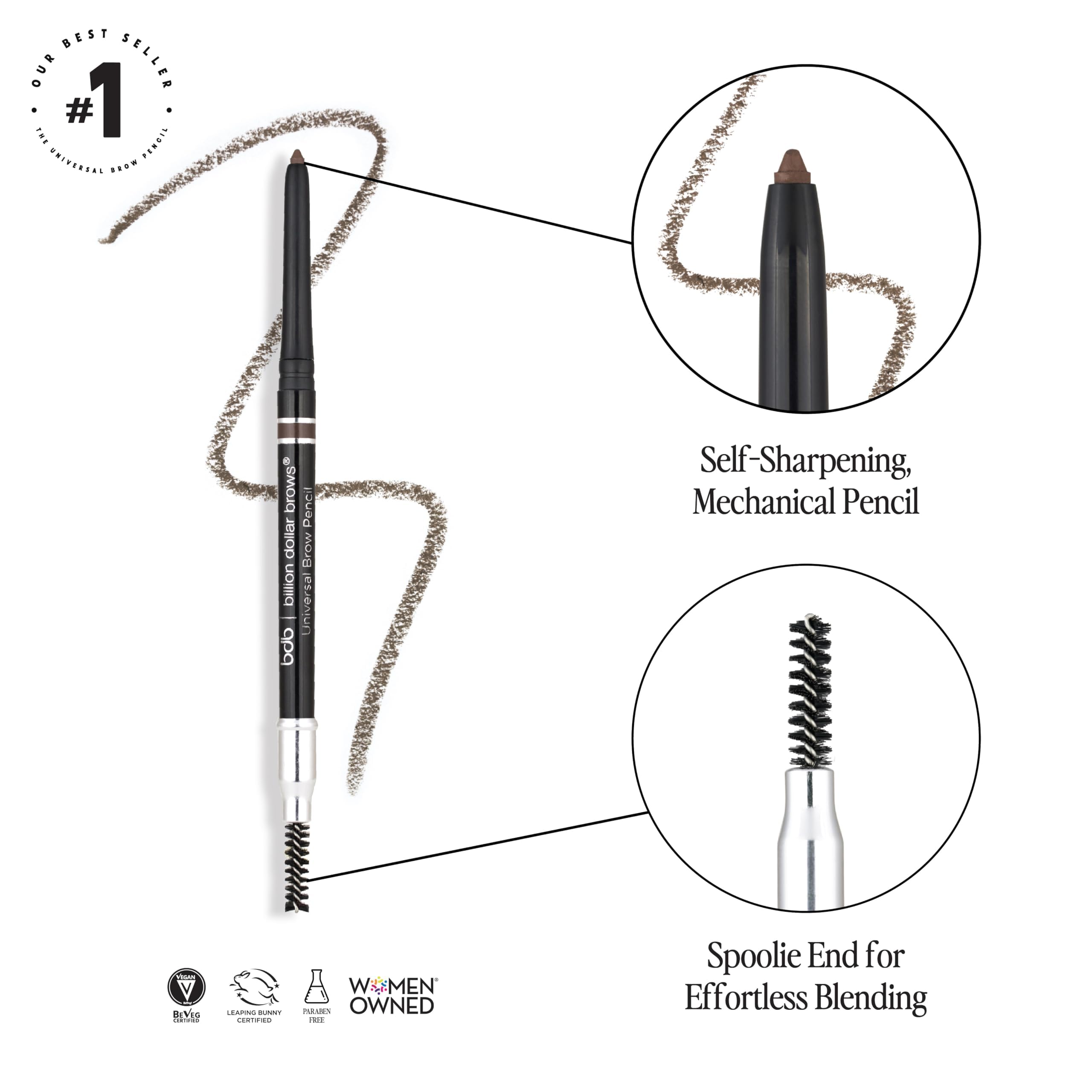 BDB Universal Eyebrow Pencil waterproof formula for smudge-free wear