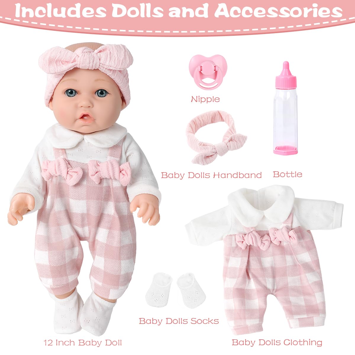BDDOLL bottle and pacifier accessories support nurturing role-play and feeding practice.