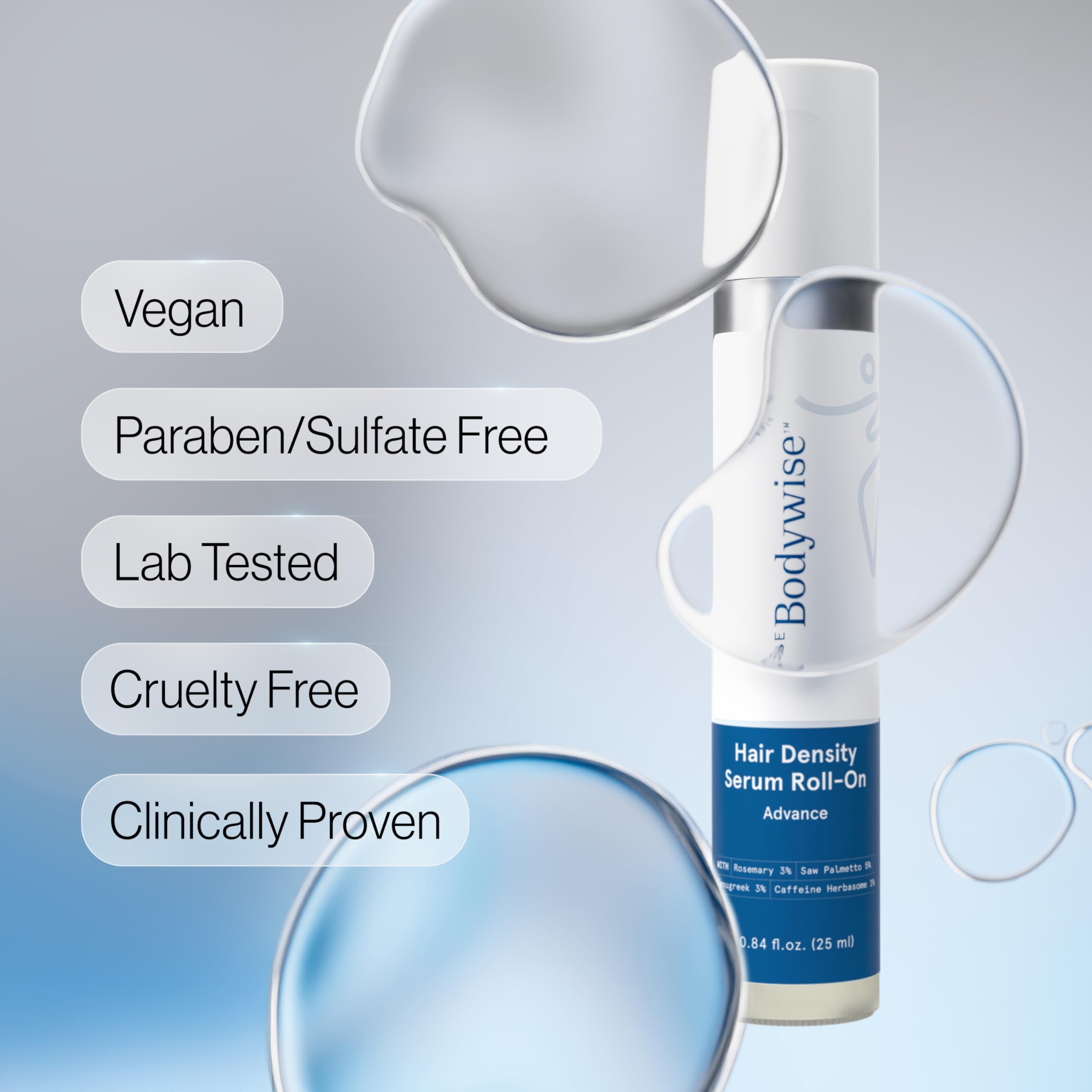 Be Bodywise Advanced Hair Density Roll-On Serum fenugreek feature helps scalp.
