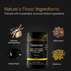 Be Bodywise Gold Shilajit Gummies individually wrapped for travel-friendly use.