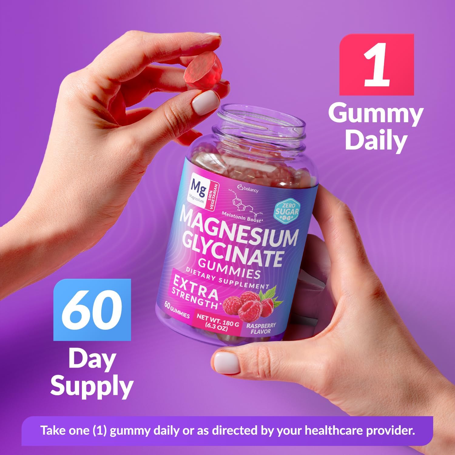 BE&LANCY 60-count bottle reflects convenient two-month supply