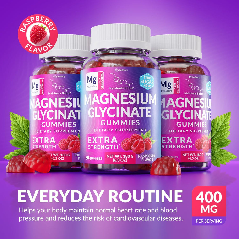BE&LANCY Raspberry flavor gummies close-up inviting daily magnesium intake