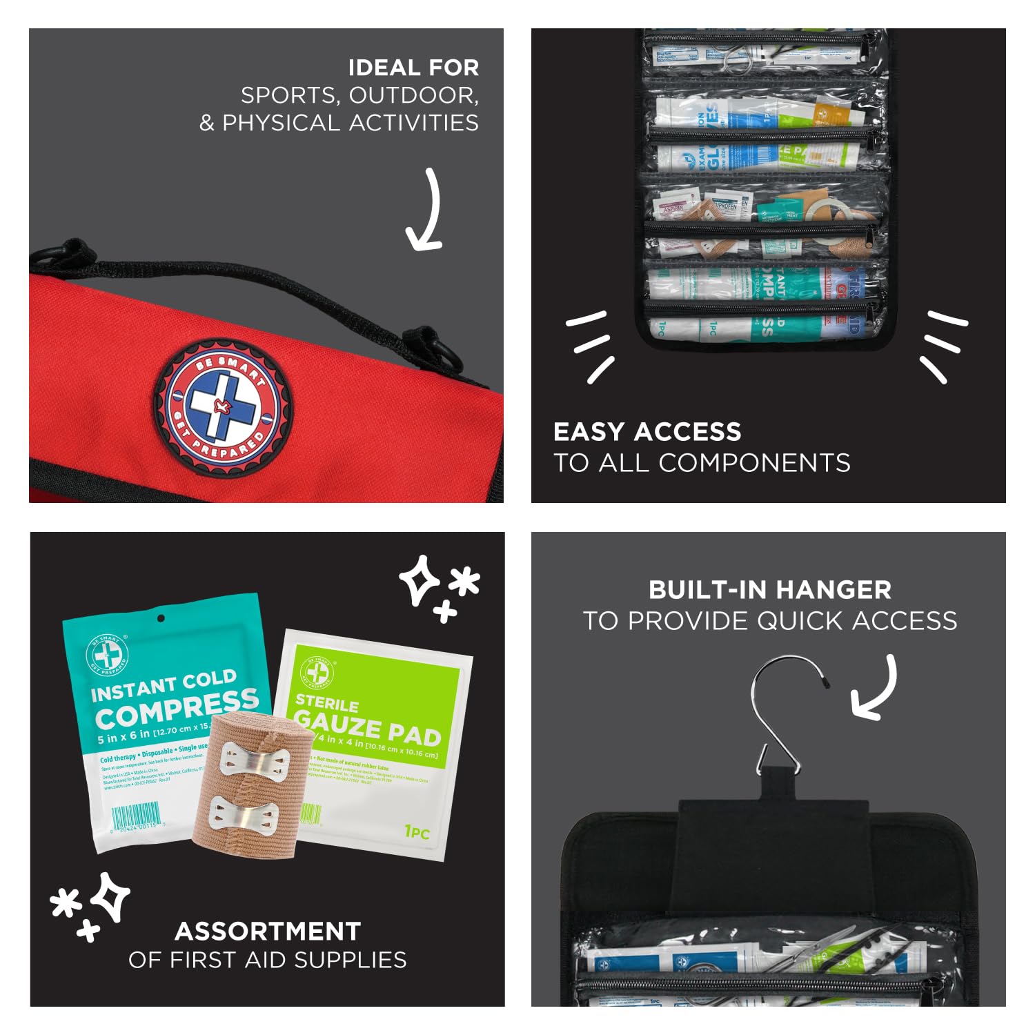 Be Smart Get Prepared adhesive bandages in multiple sizes for quick coverage.