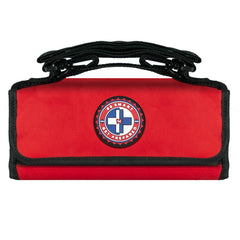 Be Smart Get Prepared roll-out bag opened, showing organized pockets for easy access.