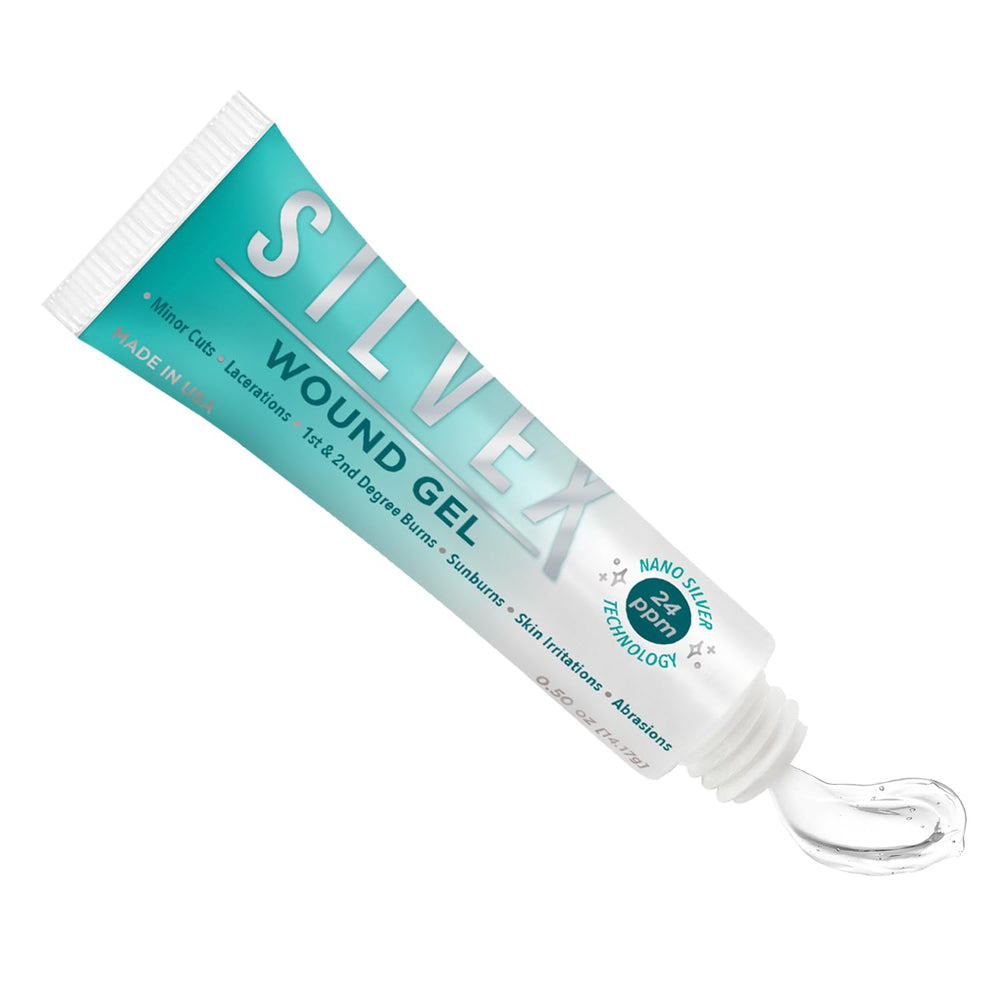 Silvex wound gel tube applying a smooth, gentle layer.