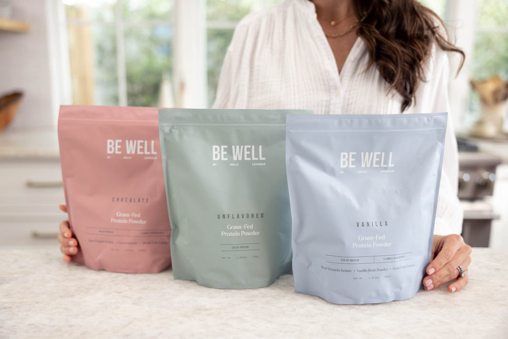 Be Well by Kelly close-up texture of protein powder