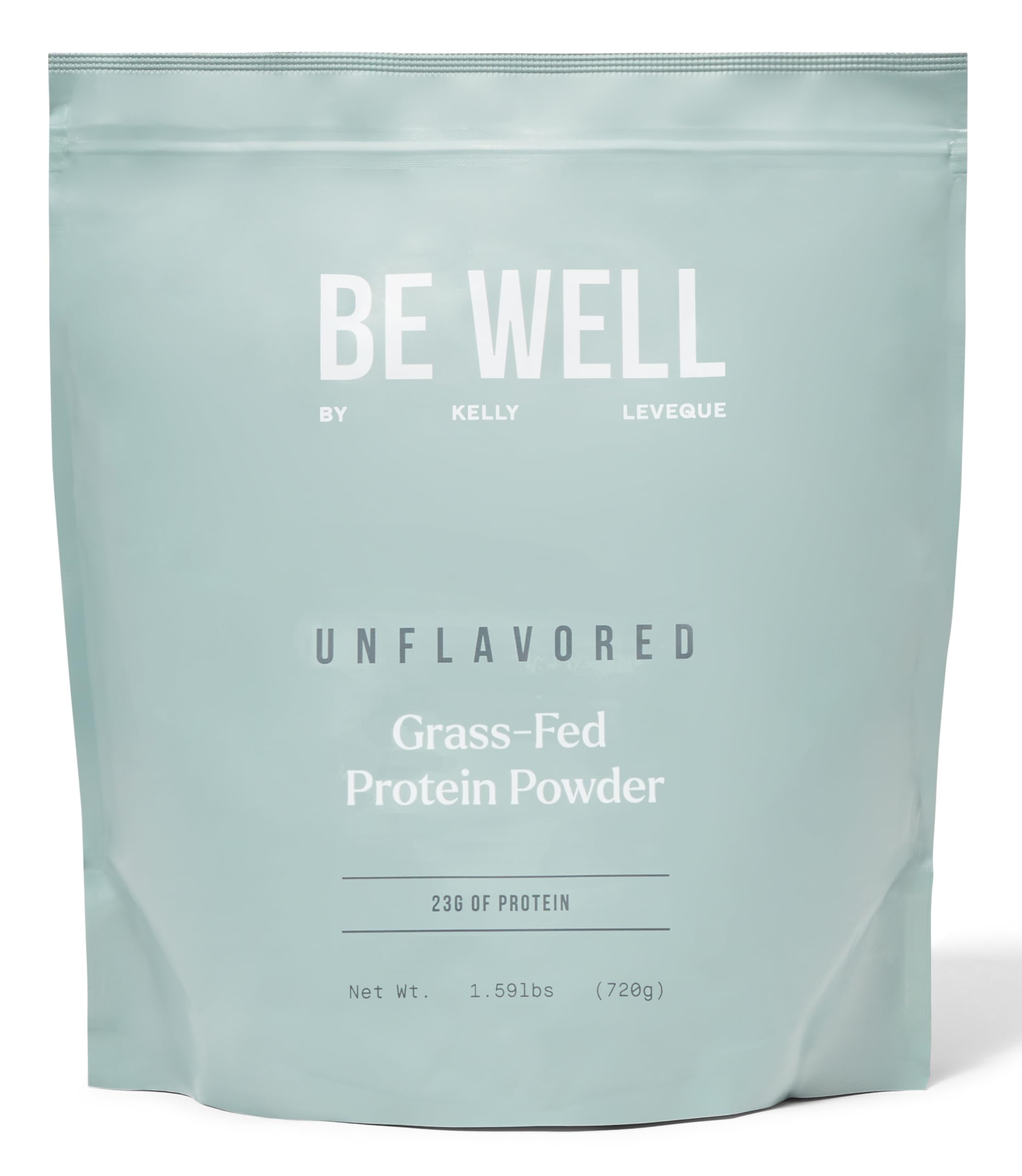Be Well by Kelly unflavored grass-fed beef protein powder tub front for keto-friendly protein