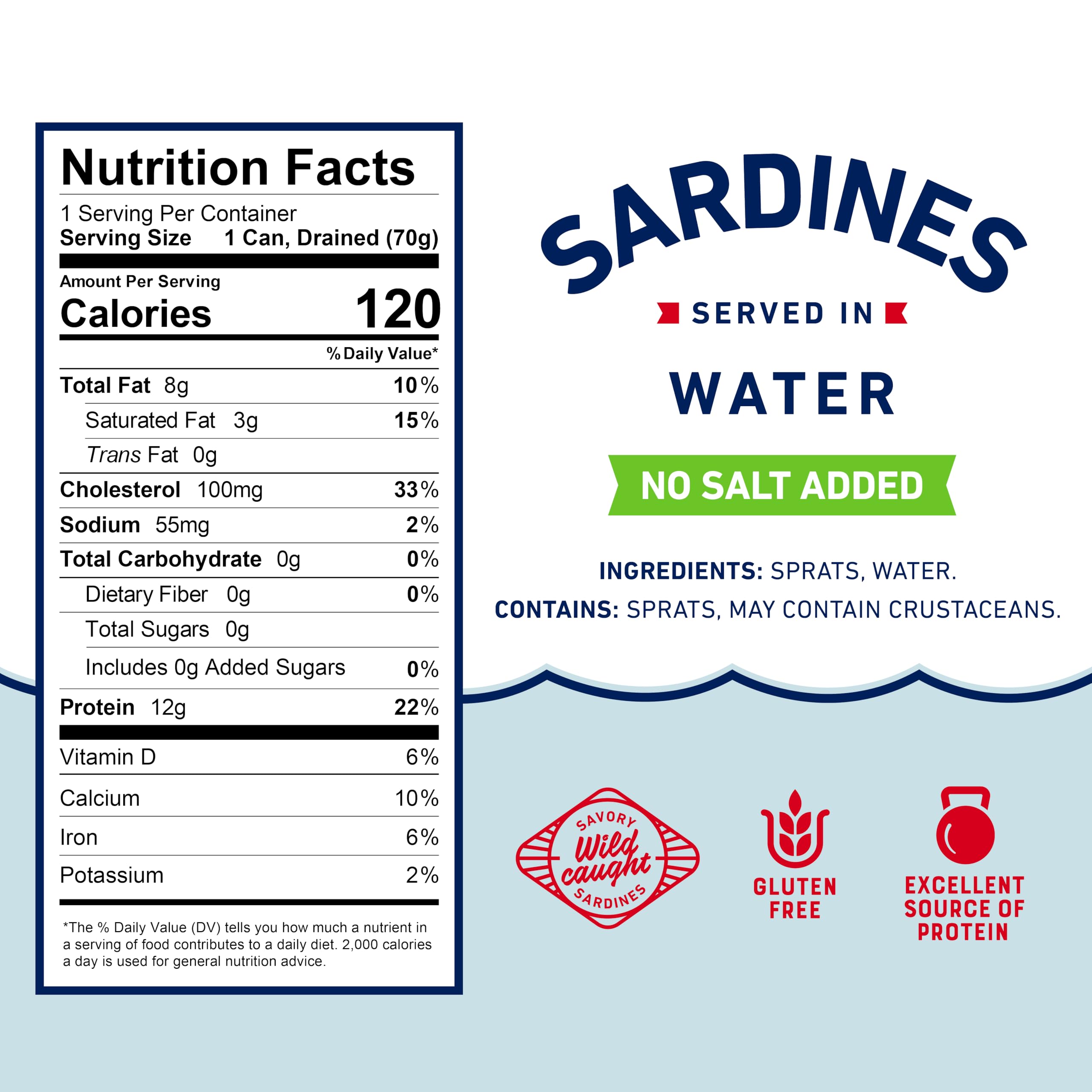 Beach Cliff no-salt-added sardines can showcase gluten-free keto-friendly pantry staple.