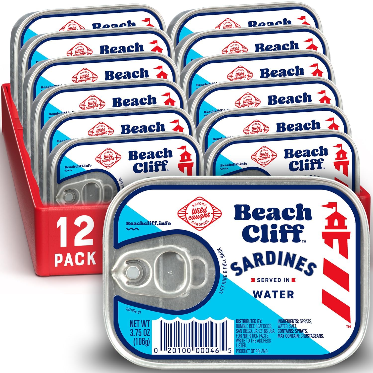 Beach Cliff sardines in water can, protein-packed snack ready to enjoy.