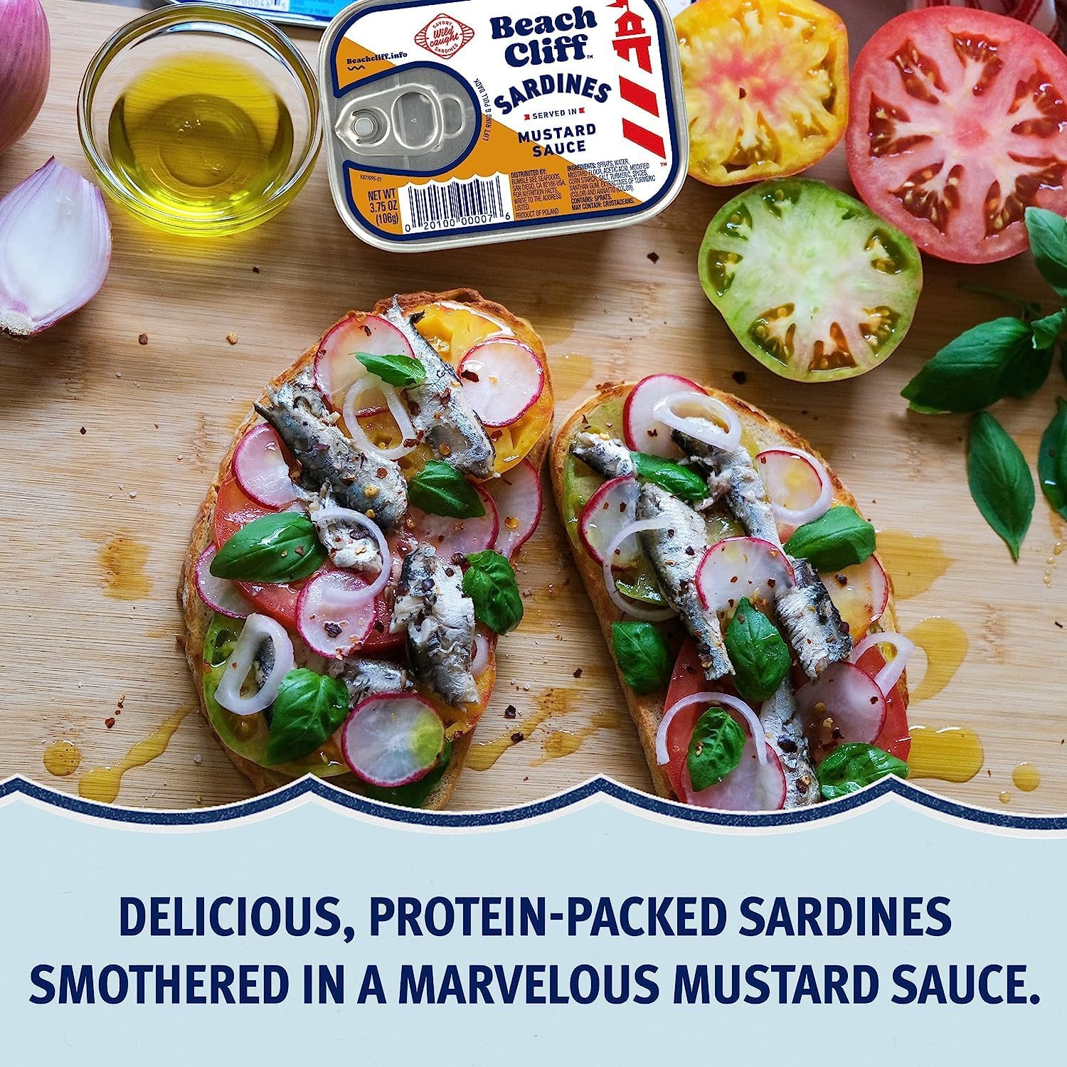 Sardines on pantry shelf, gluten-free and keto-friendly protein.