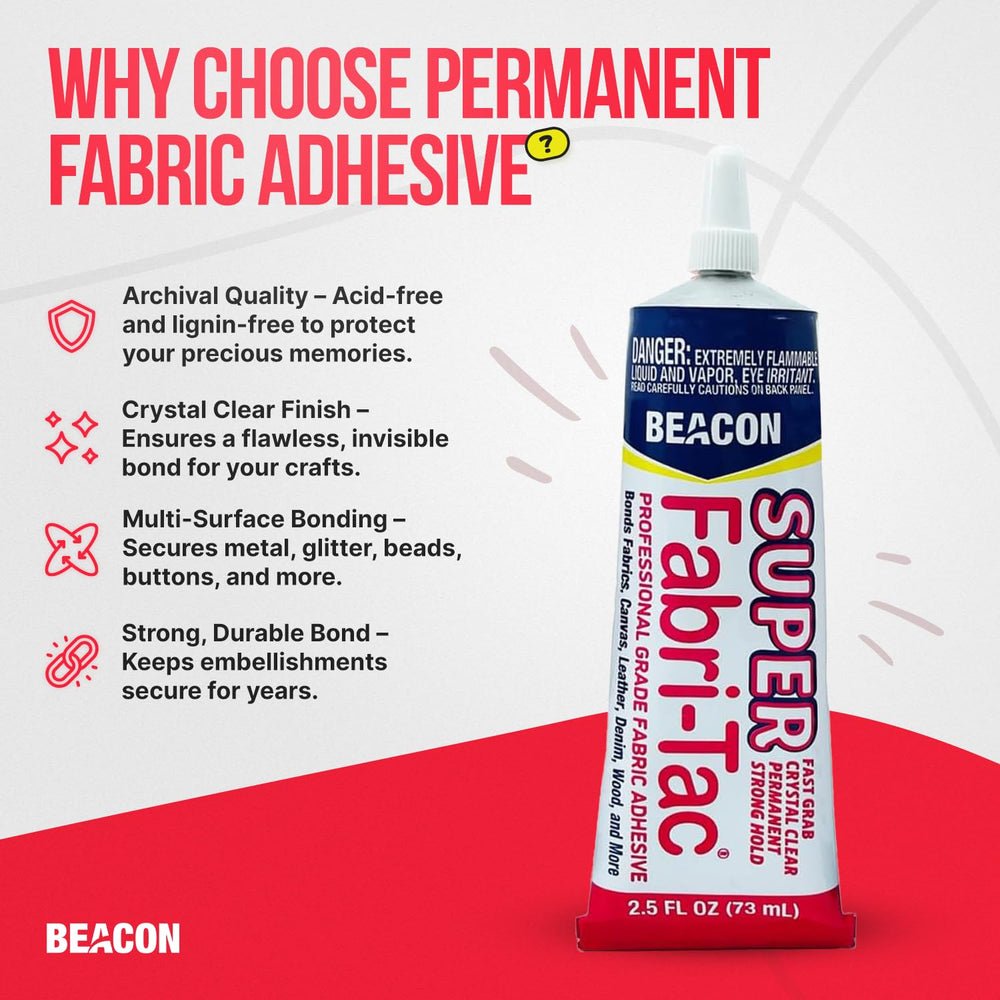 Beacon Super Fabri-Tac fast-grab demo showing quick set on garments.