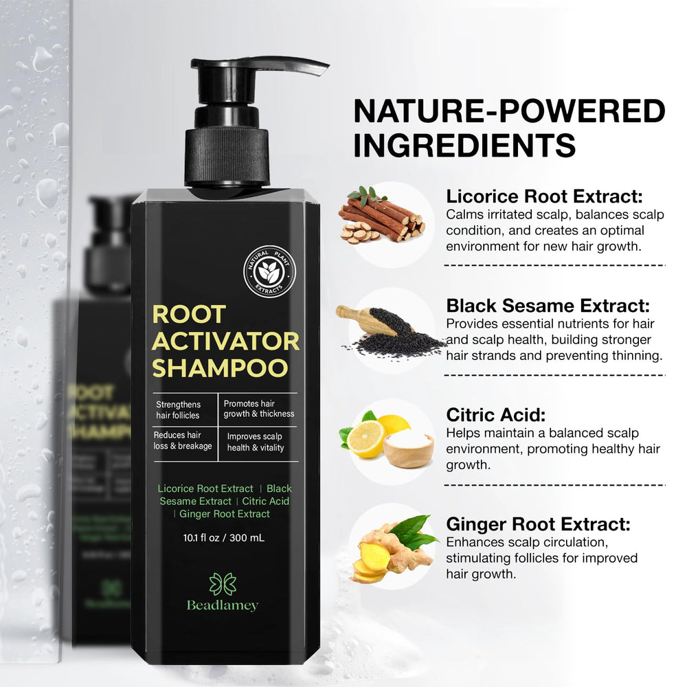 Beadlamey Root Activator Shampoo rinse foam demonstrating gentle cleansing