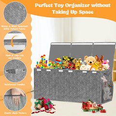 Beadsky collapsible toy storage organizer folds flat for compact storage.
