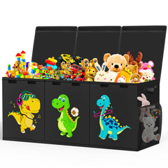 Beadsky toy box with lid open, dustproof design keeps toys tidy.