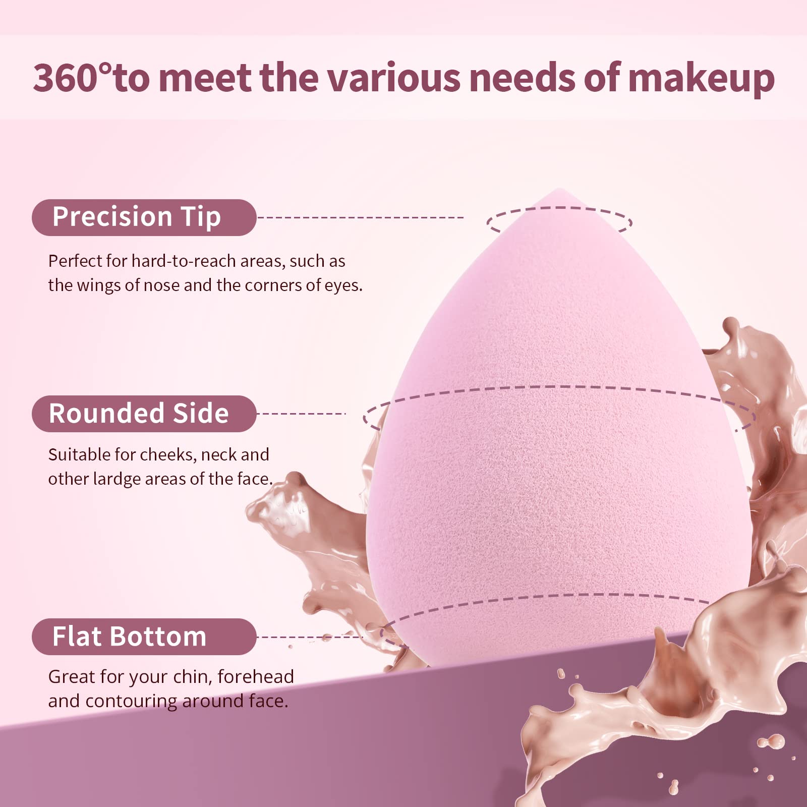 BEAKEY latex-free sponges gentle on skin for sensitive users and various foundations