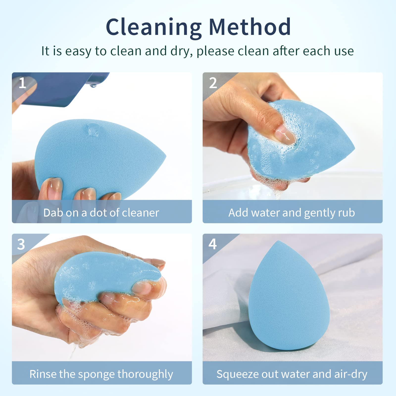 BEAKEY vibrant color sponges help organize products and simplify identification