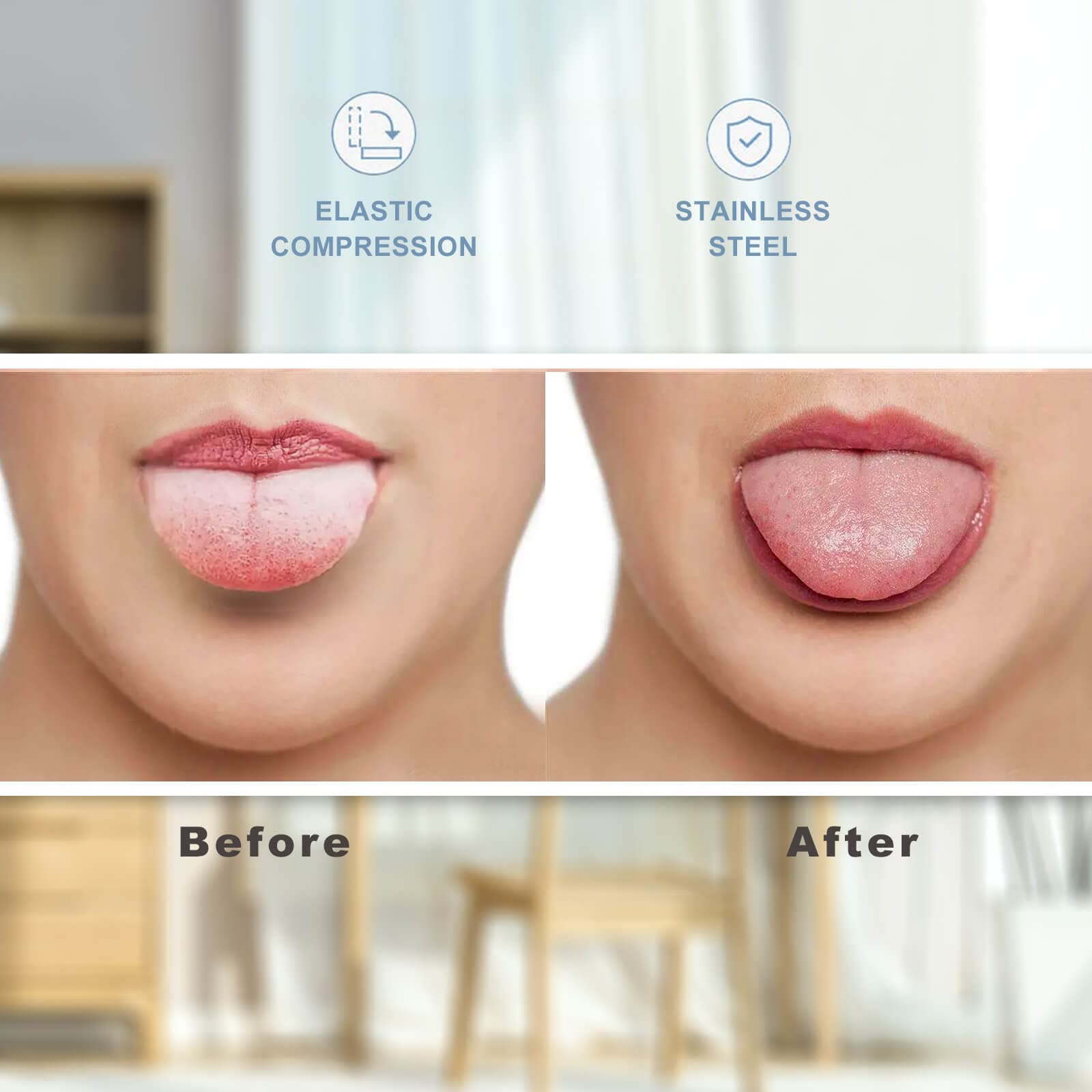 Bealihelp tongue scraper with 304 stainless steel curved edge for durable, gentle tongue cleaning