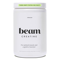 Beam Creatine Monohydrate unflavored powder for versatile mixing and muscle support.