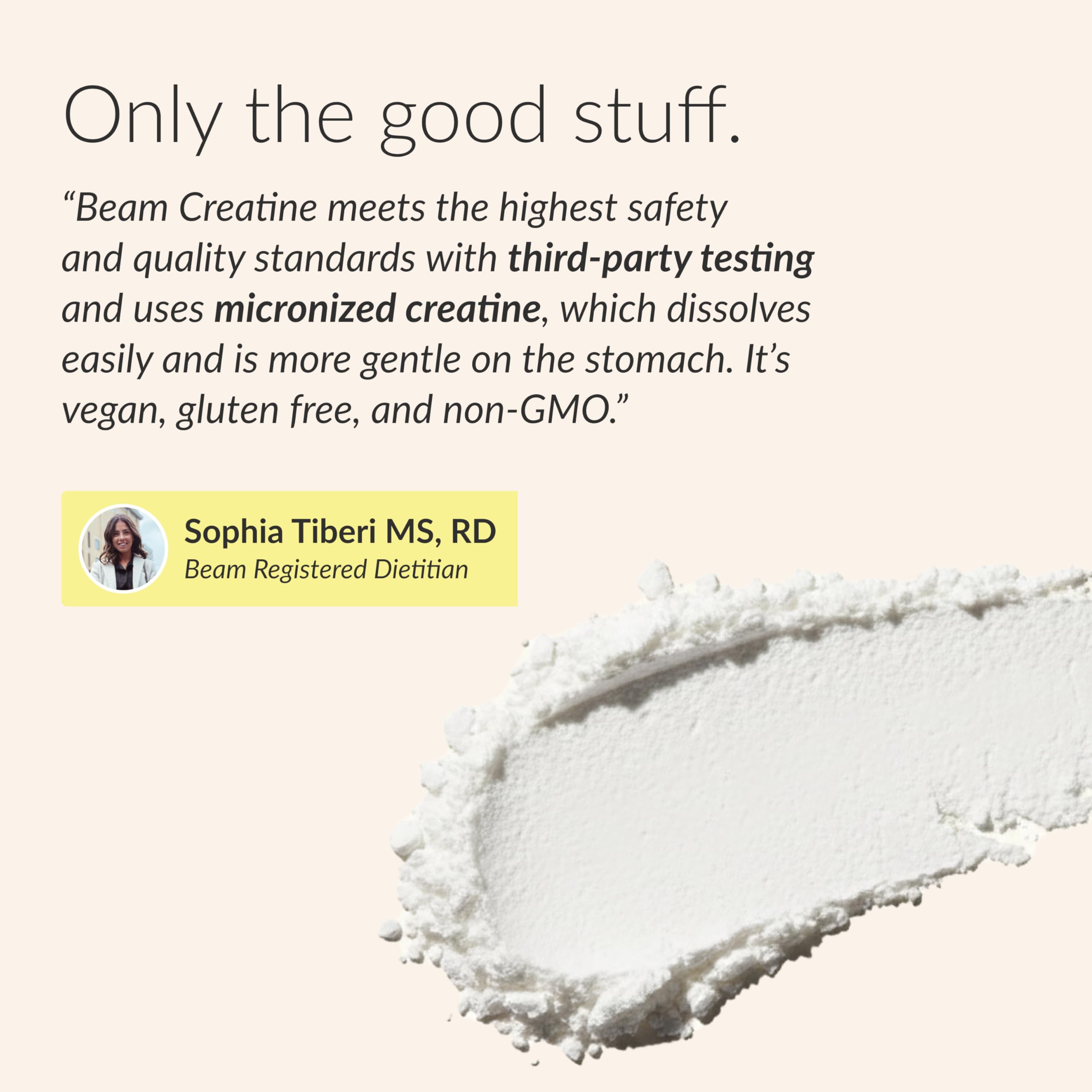 Beam Creatine Monohydrate with women and men training for broad athletic applicability.