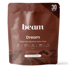 Beam Dream Sleep Powder bottle pour for a calming bedtime routine