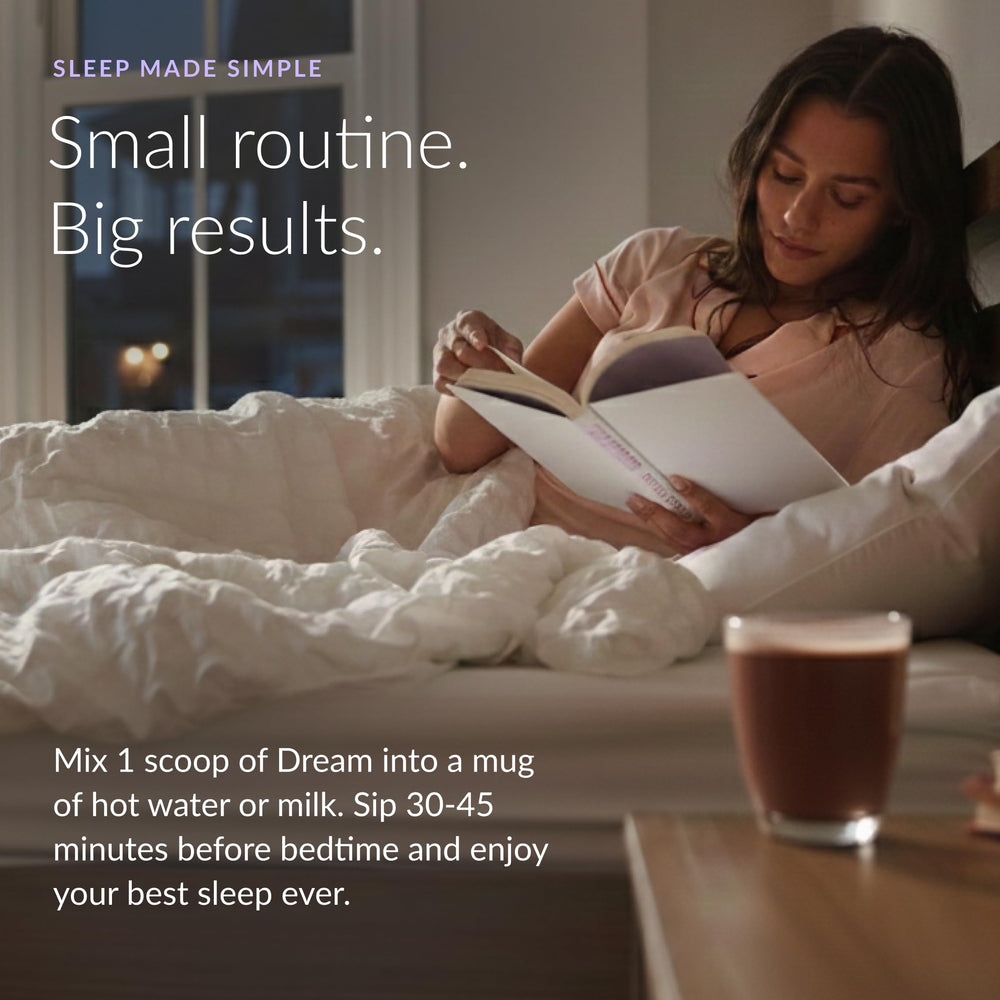 Beam Dream Sleep Powder ingredients closeup featuring melatonin and magnesium.