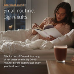 Beam Dream Sleep Powder ingredients panel highlighting melatonin, magnesium, and L-theanine