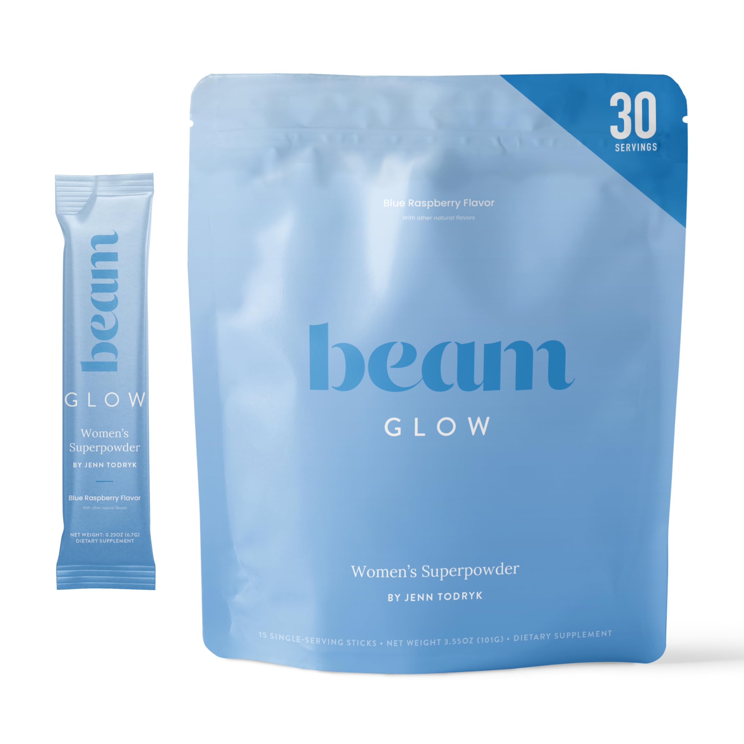 Beam Glow bottle front view highlighting hormone balance support for daily wellness.