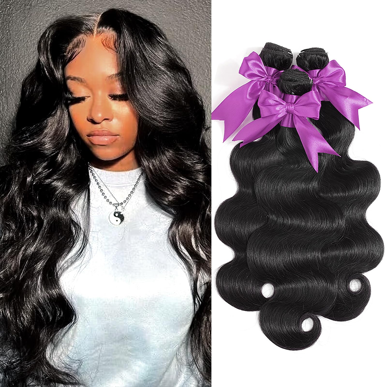 Beanatasha Brazilian hair bundles 16-inch body wave for a full look.