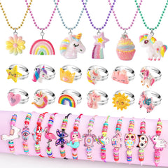 BeAndge Kids Jewelry Set necklaces with glitter for dress-up fun