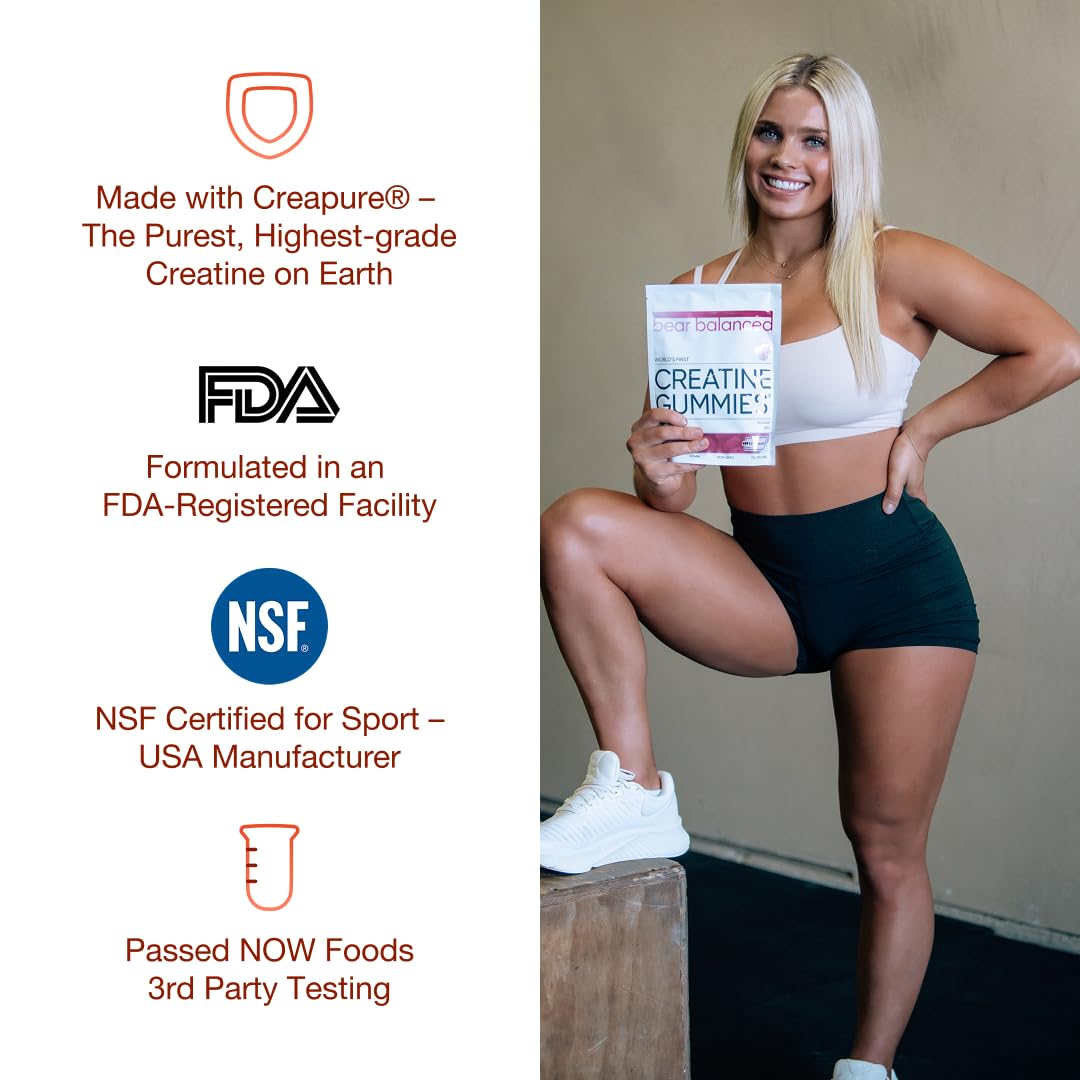 Bear Balanced Creatine Gummies on morning plate for daily supplementation