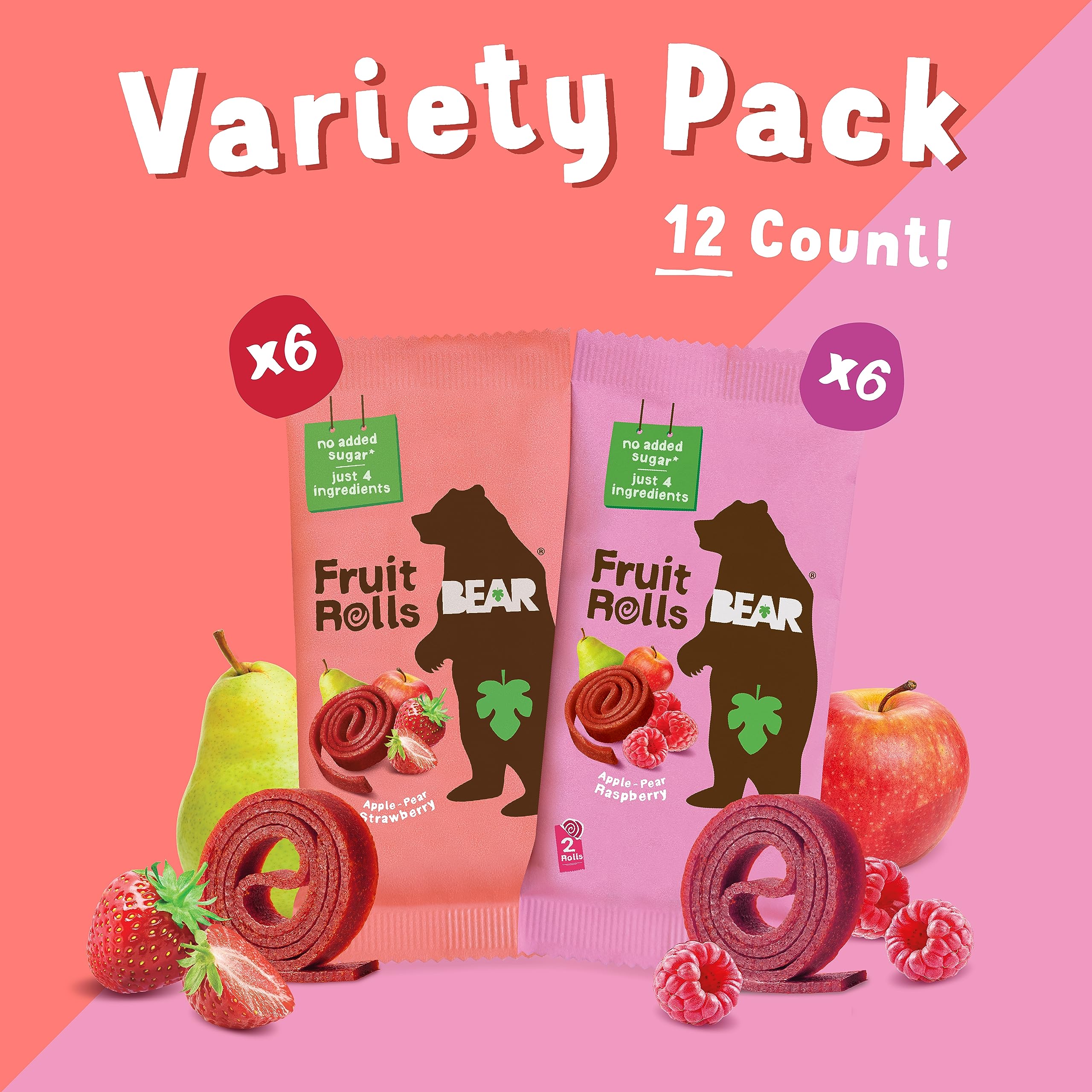 BEAR fruit rolls shown in a lunchbox, ideal for school or travel.