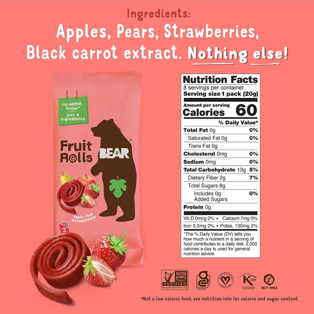 Close-up of strawberry and raspberry puree in BEAR fruit rolls.
