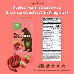 Close-up of strawberry and raspberry puree in BEAR fruit rolls.