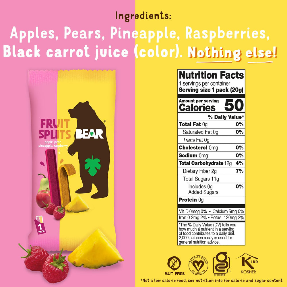 BEAR gluten-free vegan snack closeup with natural fruit ingredients