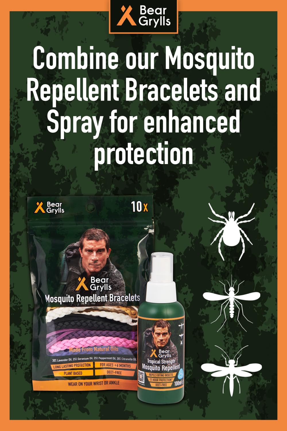Bear Grylls Mosquito Bracelets offer long-lasting protection for outdoor activities.