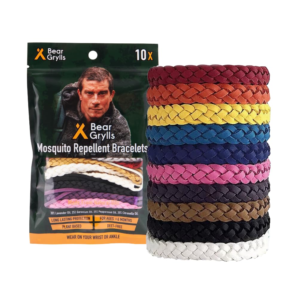 Bear Grylls Mosquito Bracelets pack of 10 for extended outdoor protection.
