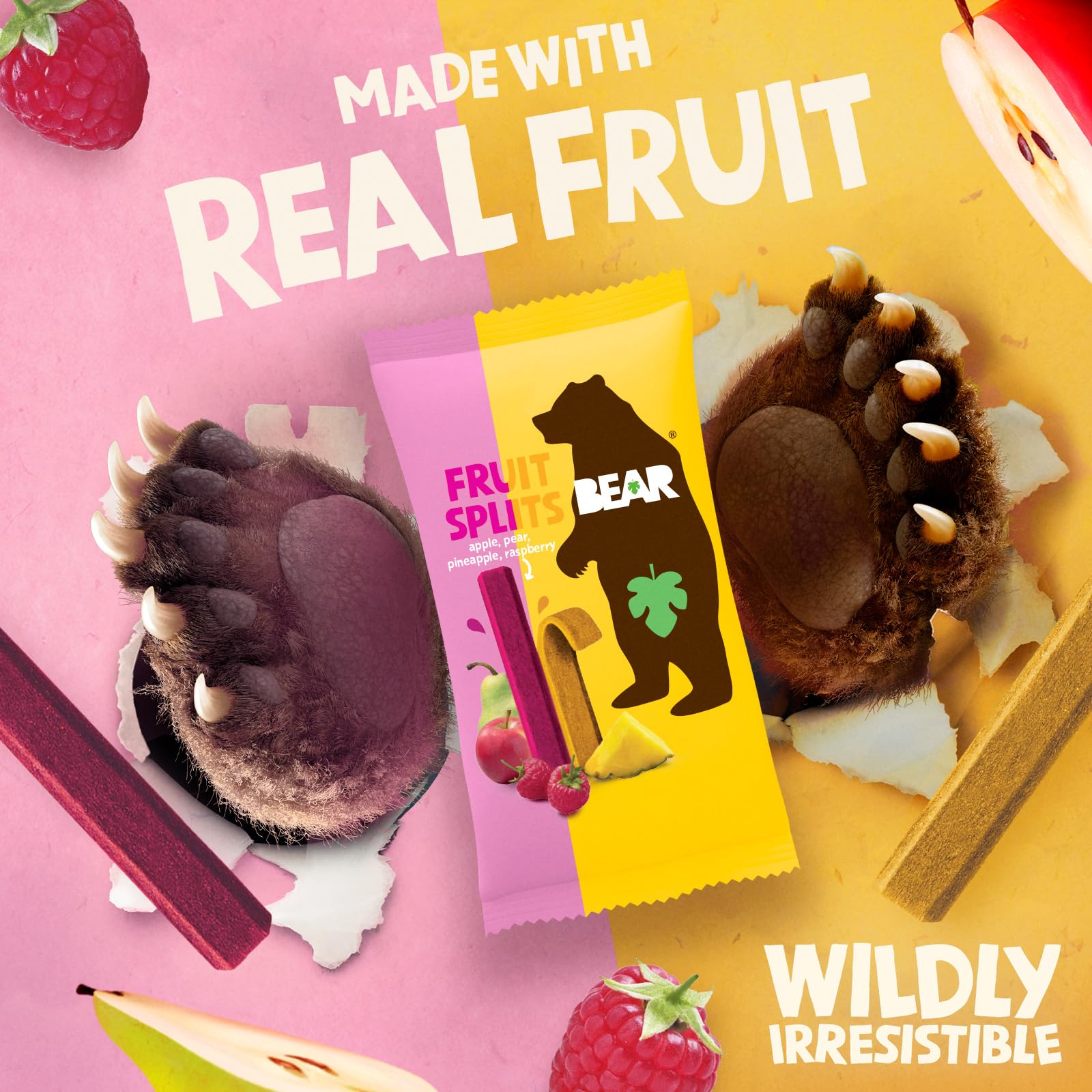BEAR Real Fruit Splits lunchbox-ready snack closeup