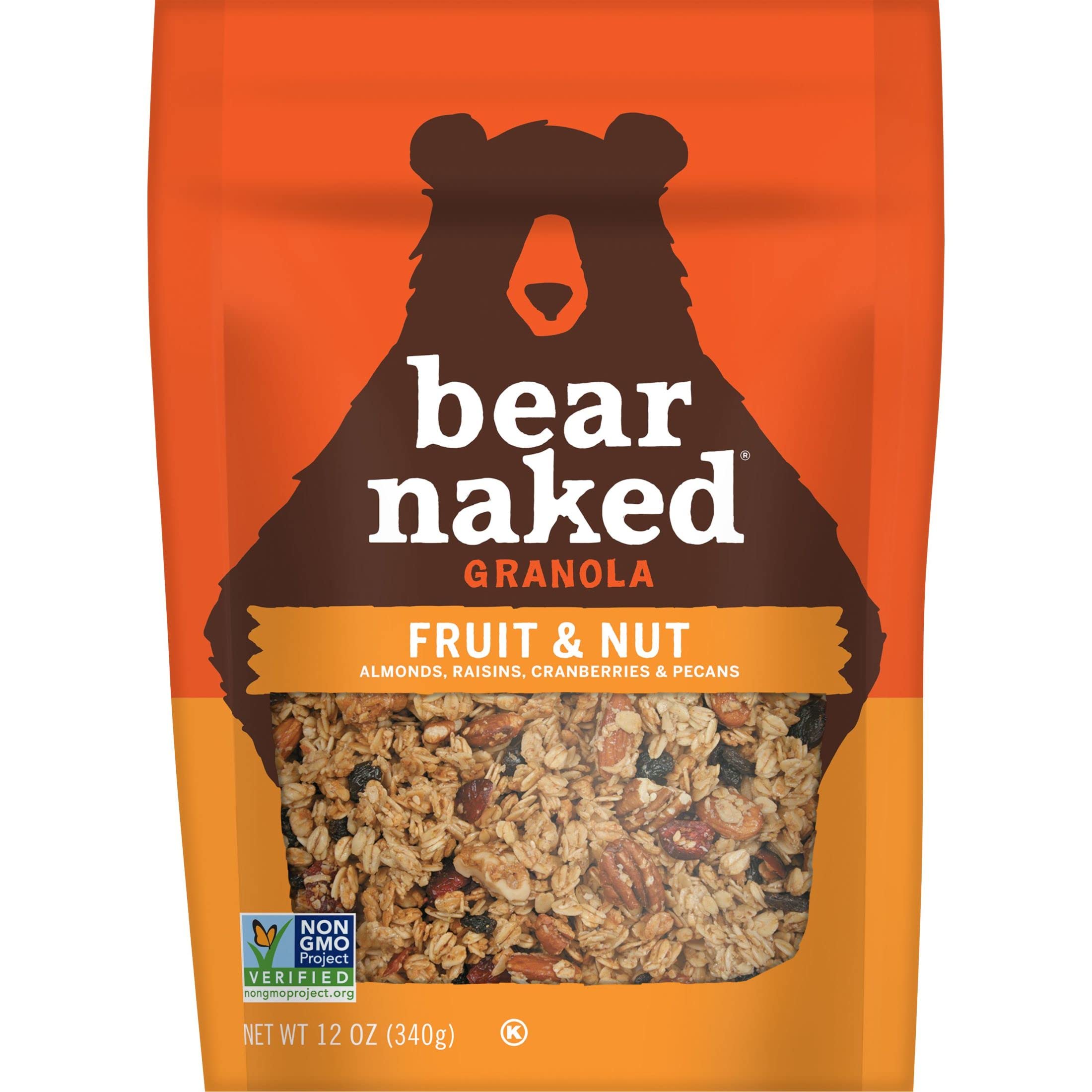Oats and nuts visible in Bear Naked granola medley.