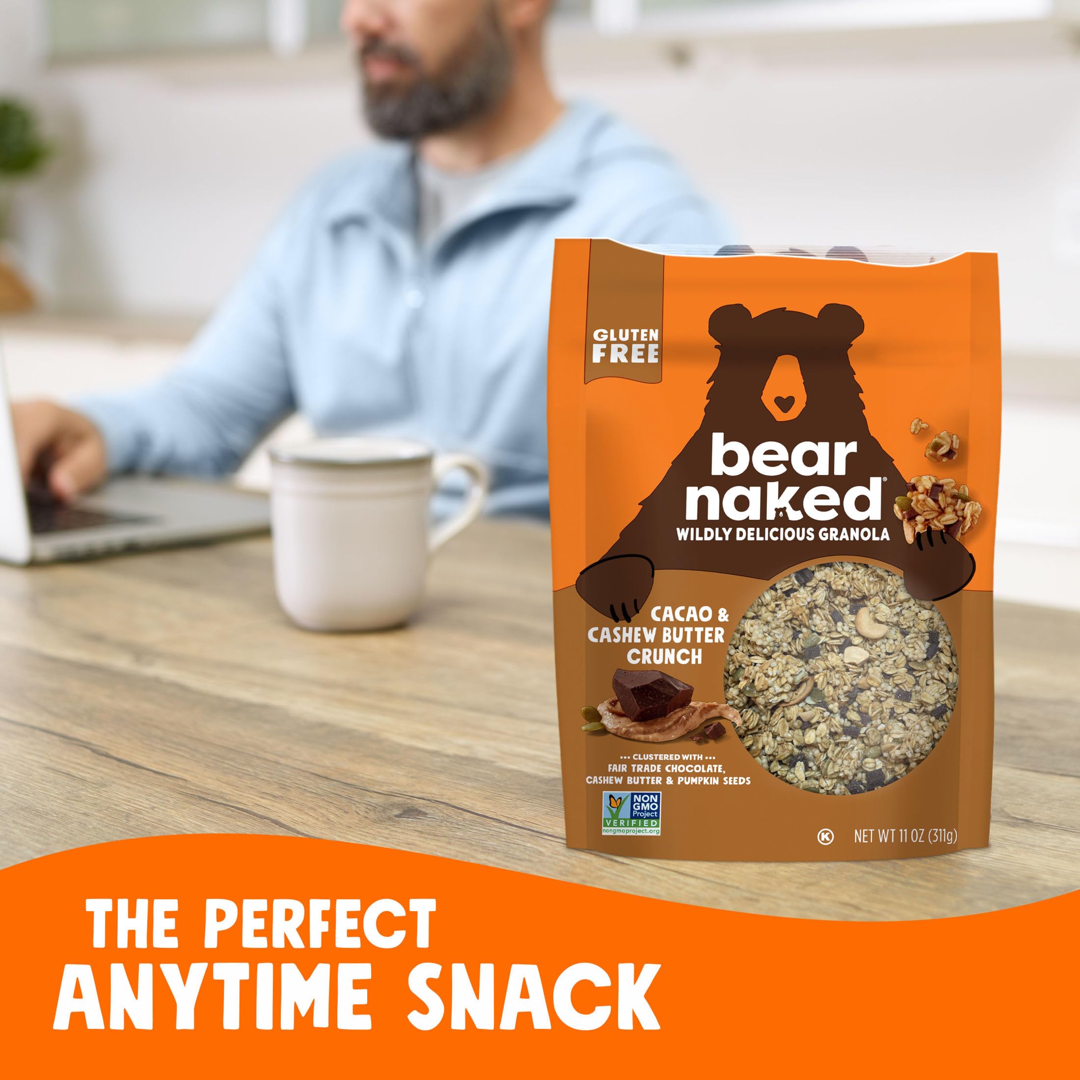 Bear Naked whole grain oats base emphasizes fiber-rich breakfast option