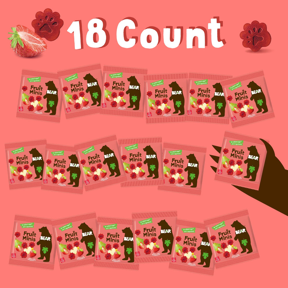 BEAR Real Fruit Snack Minis Strawberry ingredients, clean and simple.