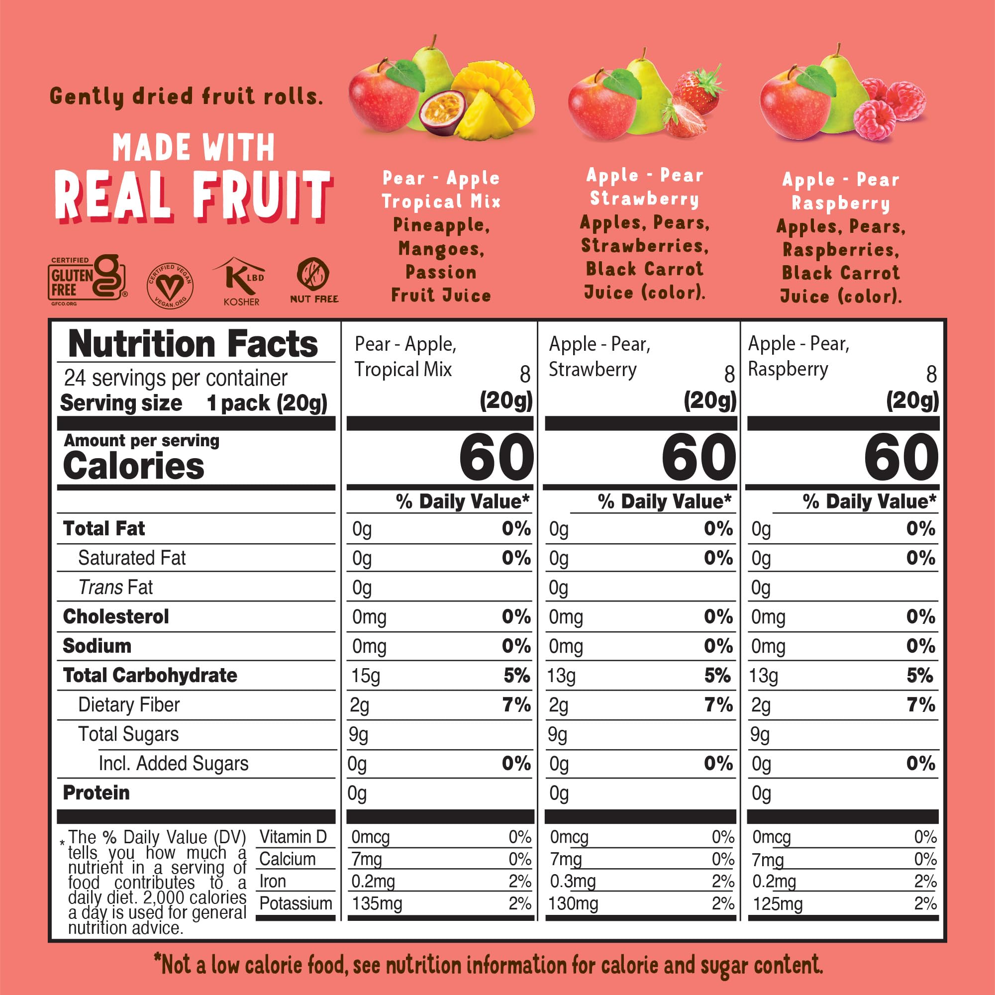 BEAR Real Fruit Snack Rolls raspberry pack, convenient no added sugar snack
