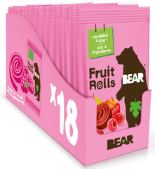 BEAR Real Fruit Snack Rolls Raspberry pack on a shelf, a convenient gluten-free snack option.