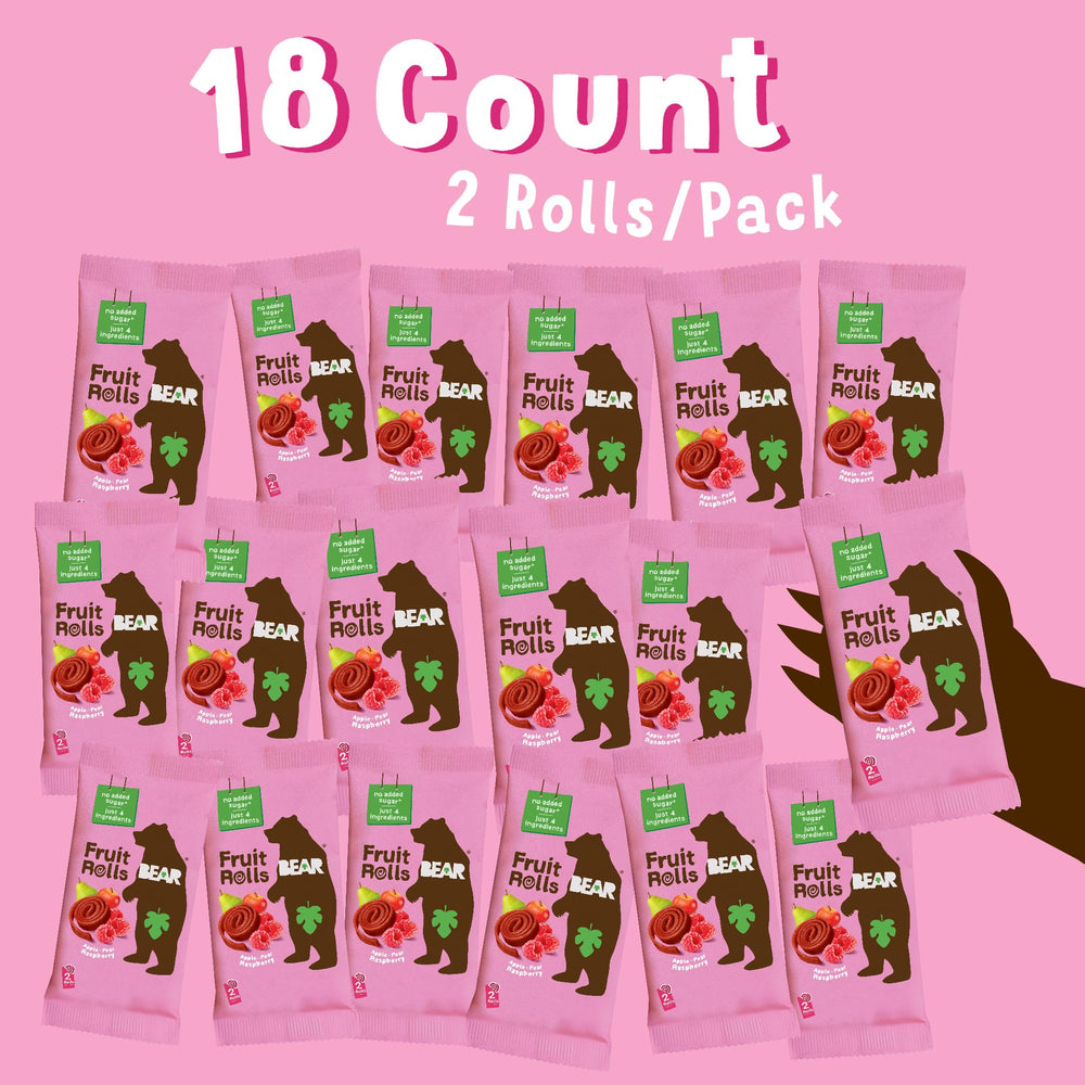 BEAR Real Fruit Snack Rolls simple ingredients highlight a clean label snack option.