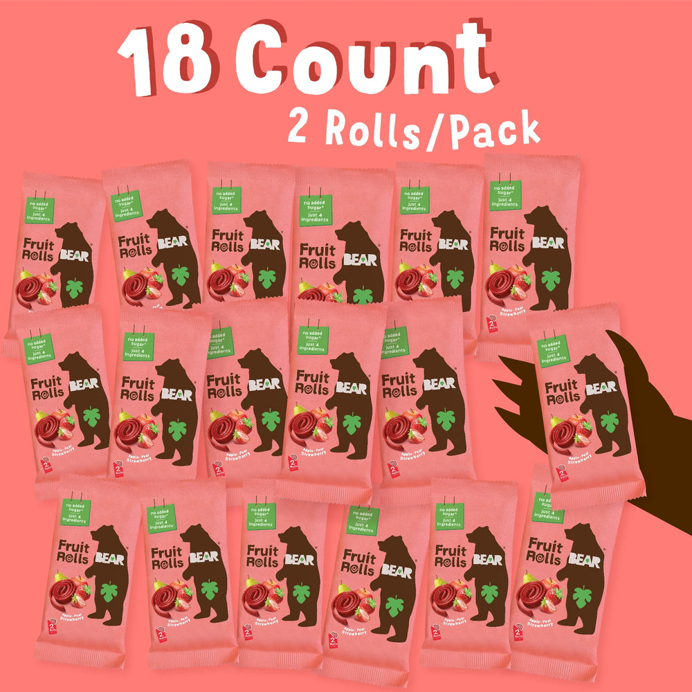 BEAR Real Fruit Snack Rolls Strawberry lunchbox idea with two rolls per pack